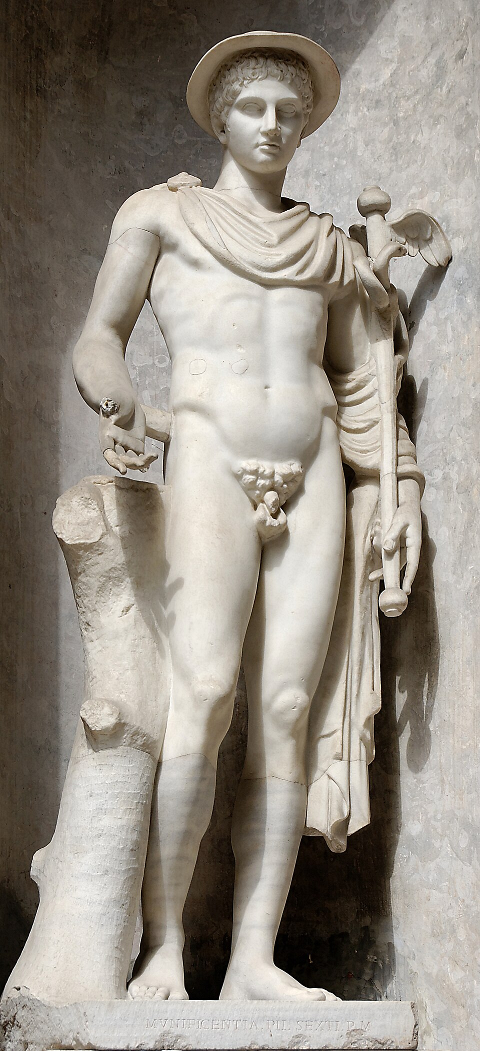The Hermes Ingenui, a marble statue of Hermes with his winged hat, Vatican Museums