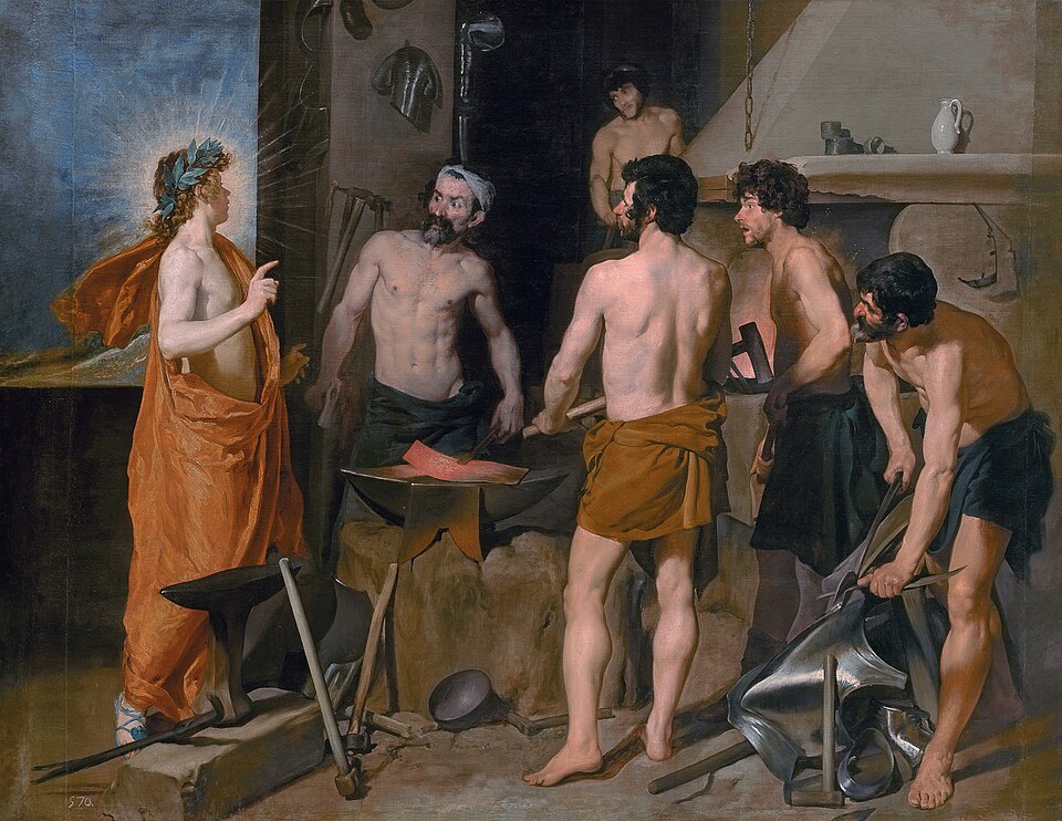 Velázquez, The Forge of Vulcan: Apollo visits the god of the forge and his smiths